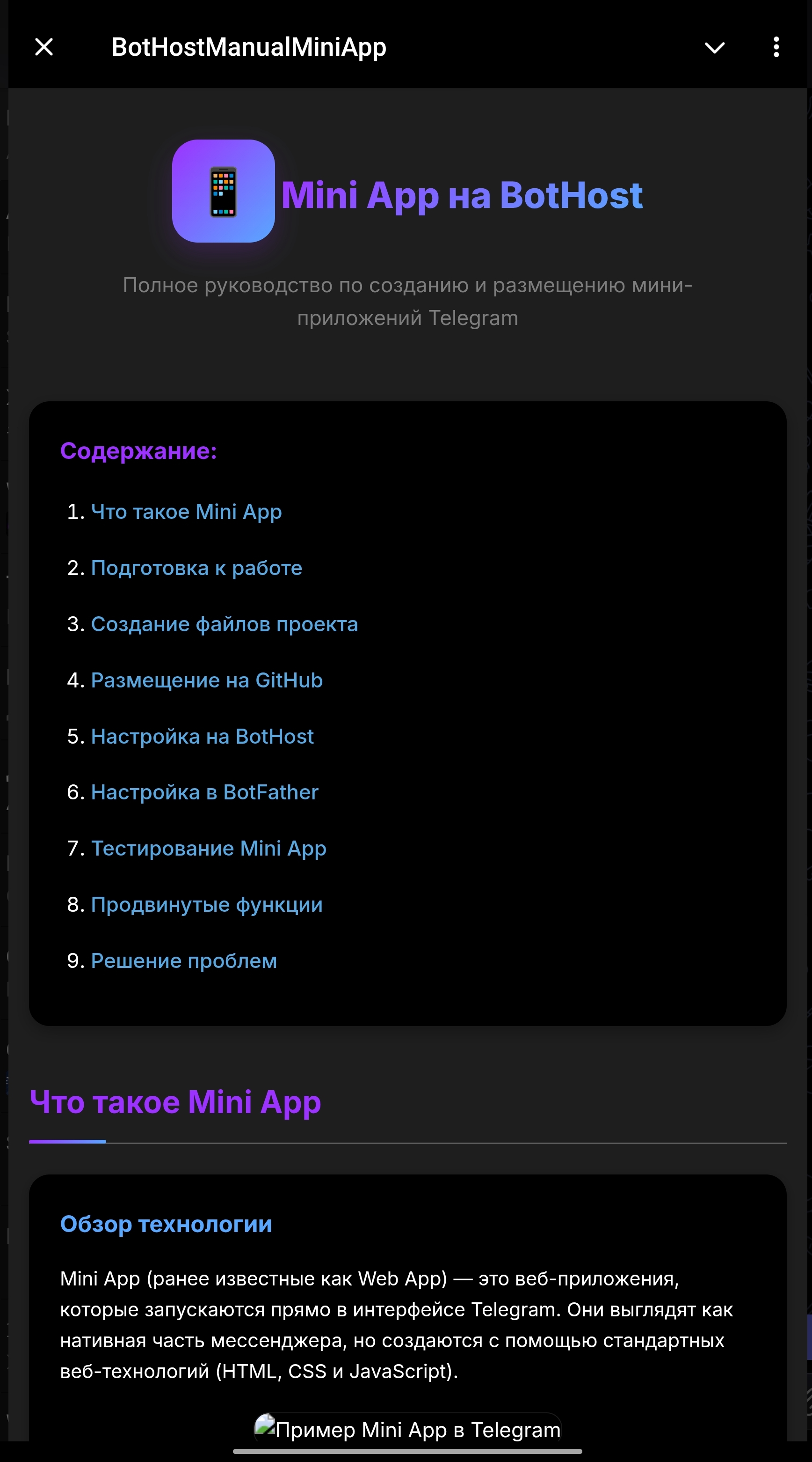 Рис. 1: Пример мини-приложения в Telegram